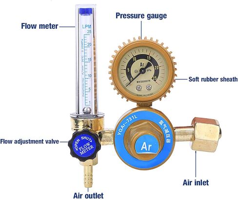 Professional Grade Argon Carbon Dioxide Welder Accessories Alloy Brass Single Stage Gas Flux Regulator, 0.15MPa Stable Output with 0-25MPa Pressure Gauge in Saudi Arabia