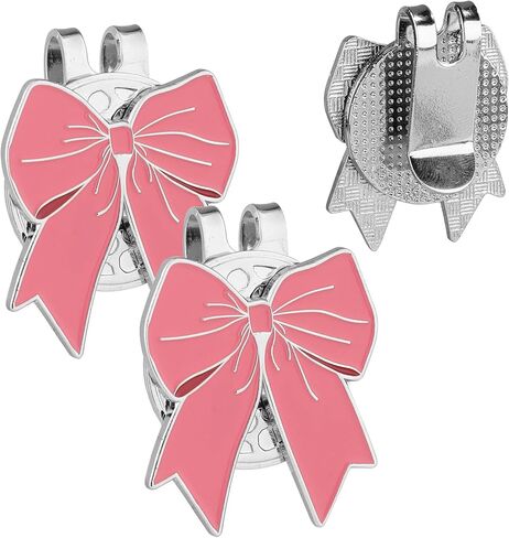 2pcs Magnetic Golf Ball Markers, Cute Pink Bow Hat Clips Strong Magnetic Golf Ball Marker Hat Clips Gifts for Men Women Golfer in Saudi Arabia