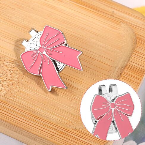 2pcs Magnetic Golf Ball Markers, Cute Pink Bow Hat Clips Strong Magnetic Golf Ball Marker Hat Clips Gifts for Men Women Golfer in Saudi Arabia