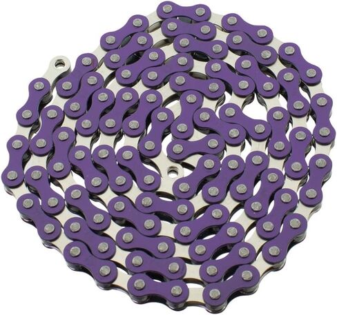 YBN S410 Bicycle Chain (1-Speed, 1/2 x 1/8-Inch, 112L) Two Tone, Purple/Chrome in Saudi Arabia