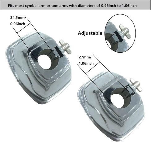 Tom Cymbal Holder Clamp Metal Bass Drum Tom Mount Bracket مع مسامير تثبيت حشية بلاستيكية ، 24.5-27 مم قطرها لوحة أسطوانة Unival. in Kuwait