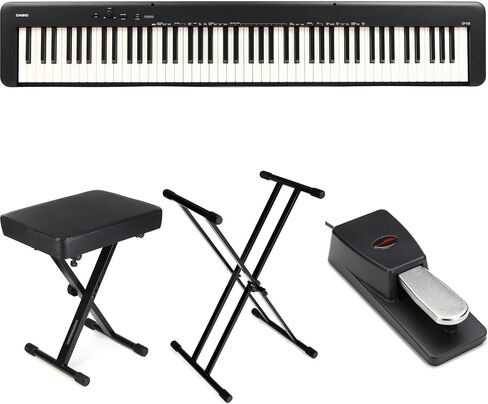 Casio CDP-S160 Compact Digital Piano Bundle - 88 Weighted Keys, Slim Design, Includes Stand, Sustain Pedal, and Bench - Ideal for Beginners and Professionals - Black in Saudi Arabia