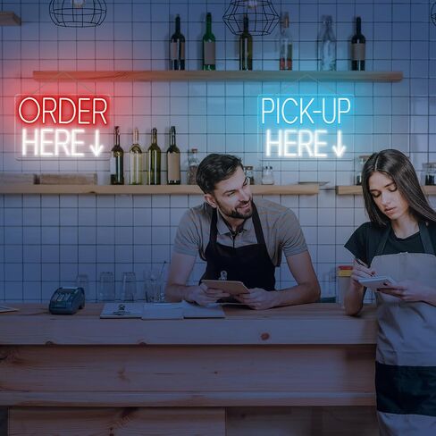 2 pack order orme هنا واختر هنا تسجيل الدخول LED LED Neon Light Order هنا لافتات هنا لافتات لافتات الشاحنات Food Signs Shop Signs Signe Perfect Pets Pets Shop Neon Sign Up (Red و Ice Blue و White و 12 × 8 ") in Saudi Arabia
