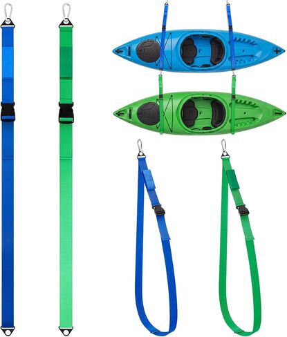 Kayak Hanging Straps for Wall Storage 440lb Capacity 74" Nylon Straps with Carabiner Space Saving for Indoor Outdoor Surfboard Paddle Board Garage Storage Accessories in Saudi Arabia