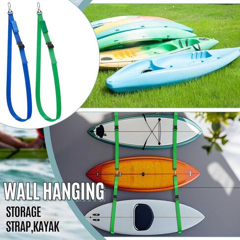 Kayak Hanging Straps for Wall Storage 440lb Capacity 74" Nylon Straps with Carabiner Space Saving for Indoor Outdoor Surfboard Paddle Board Garage Storage Accessories in Saudi Arabia