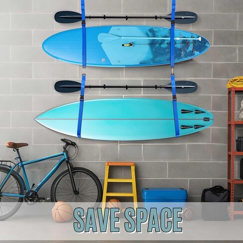 Kayak Hanging Straps for Wall Storage 440lb Capacity 74" Nylon Straps with Carabiner Space Saving for Indoor Outdoor Surfboard Paddle Board Garage Storage Accessories in Saudi Arabia