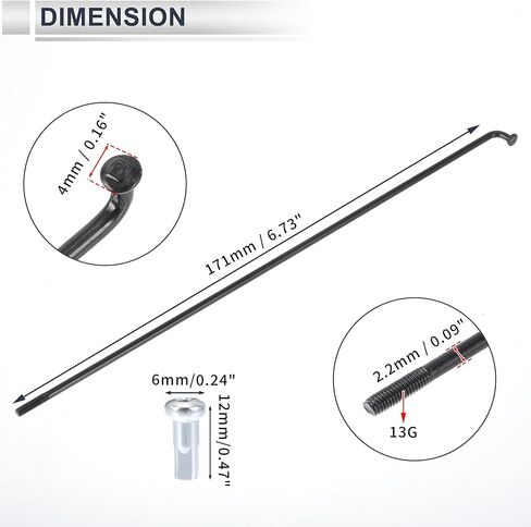 1 مجموعة متحدثة الدراجات العالمية 13G 171mm متحدثة عجلات الدراجة بطول الحلمة الأسود 45 الصلب in Saudi Arabia