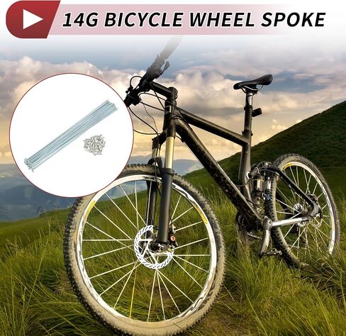 14G J Bend Bicycle Spokes 14G 294mm Length Bike Wheel Spokes with Nipple for MTB Wheel Spokes Silver Tone Carbon Steel Galvanized 36 Set in Kuwait