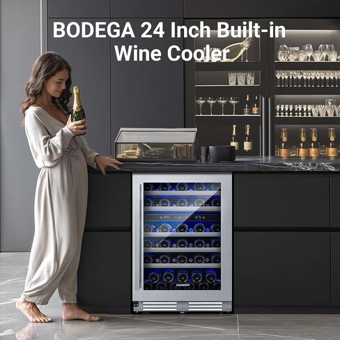BODEGA 56 Bottles Wine Cooler, 24 Inch Dual Zone Wine Fridge with Double-Layer Glass Door, wine cooler refrigerator with Digital Temperature Control and Temperature Memory,wine cooler for home. in Saudi Arabia