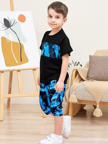 طفل طفل طفل ملابس هندسية ممنوعة ألوان الحظر أعلى الصيف سراويل طويلة 2pc مجموعة الصيف الزي in Kuwait