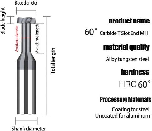 T Slot End Mill, Carbide T Slot Milling Cutters Tungsten Steel End Mill Groove Machining Tool 1pcs in Saudi Arabia