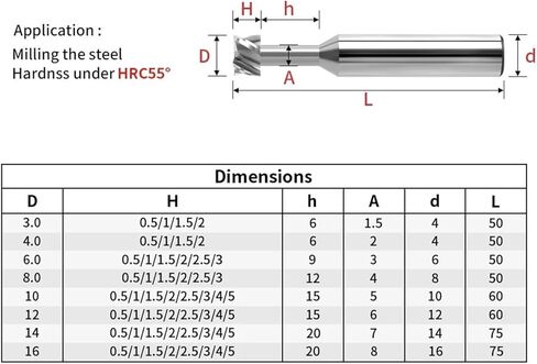 T Slot End Mill, HRC55 T-Slot Milling for Aluminum Tungsten Steel Carbide End Mill 4 Flute 5pc in Saudi Arabia