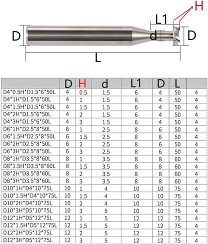 T Slot End Mill, 4mm 6mm 8mm T Slot 4 Flute end Mill Carbide T Slot Milling Tungsten Steel Alloy in Saudi Arabia