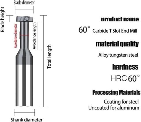قاطعات طحن الكربيد T Slot Milling Tungsten End Mill Groove Machining 10mm-16mm (Fro Aluminium ، 12 × 0.6H) in Kuwait