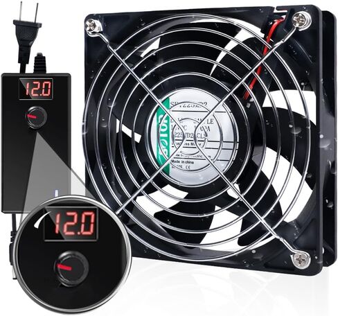 IP68 120mm Waterproof Fan with LED Voltage Display Speed Controller, 110V AC 120mm x 25mm, for DIY Cooling Ventilation Exhaust Projects in Saudi Arabia