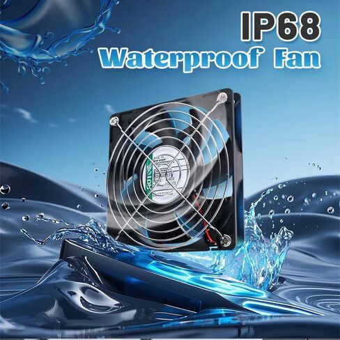 IP68 120mm Waterproof Fan with LED Voltage Display Speed Controller, 110V AC 120mm x 25mm, for DIY Cooling Ventilation Exhaust Projects in Saudi Arabia