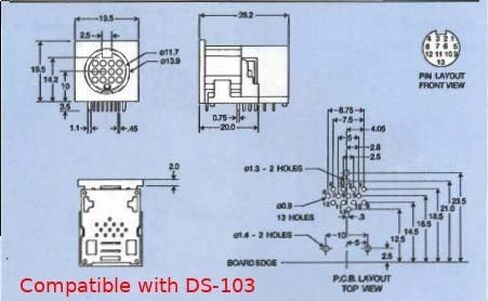 DS-101, DS-103 13 PIN DIN Breakout Board/Prototype Breadboard for Roland GR-33 GR-20 GR-30 VG-88 VG-99 GR-55 GK-2a GK-3, Includes #4 Screw for Mounting Holes in Saudi Arabia