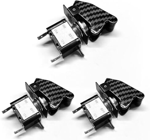 3pcs مفتاح تبديل Rocker ، مفتاح تبديل ضوء 12V 20A مع غطاء أمان مقاوم للماء ، ASW-07D SPST SPST 3 دبوس على التحكم/إيقاف السيطرة لسباق سيارات القوارب (ألياف الكربون) in Saudi Arabia