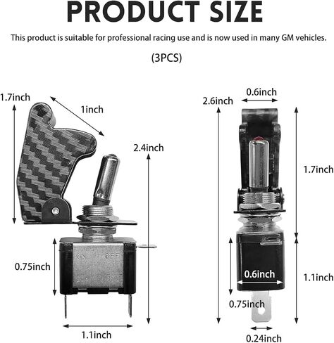 3pcs مفتاح تبديل Rocker ، مفتاح تبديل ضوء 12V 20A مع غطاء أمان مقاوم للماء ، ASW-07D SPST SPST 3 دبوس على التحكم/إيقاف السيطرة لسباق سيارات القوارب (ألياف الكربون) in Saudi Arabia