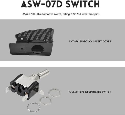 3pcs مفتاح تبديل Rocker ، مفتاح تبديل ضوء 12V 20A مع غطاء أمان مقاوم للماء ، ASW-07D SPST SPST 3 دبوس على التحكم/إيقاف السيطرة لسباق سيارات القوارب (ألياف الكربون) in Saudi Arabia