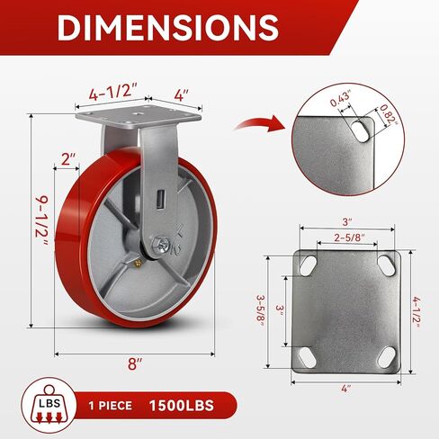 5 "X2" عجلات صناعية- عجلات شديدة التحمل ، عجلات البولي يوريثان ، سعة تصل إلى 4000 رطل. استخدم لشاحنة المنصة ، عربة U-Boat ، منضدة العمل (4 فرامل) in Kuwait