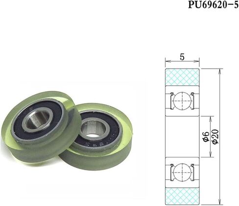 5pcs Polyurethane Coated Roller with 696RS Bearing 6x20x5mm Plastics Wheel Deep Groove Bearing Pulleys in Saudi Arabia