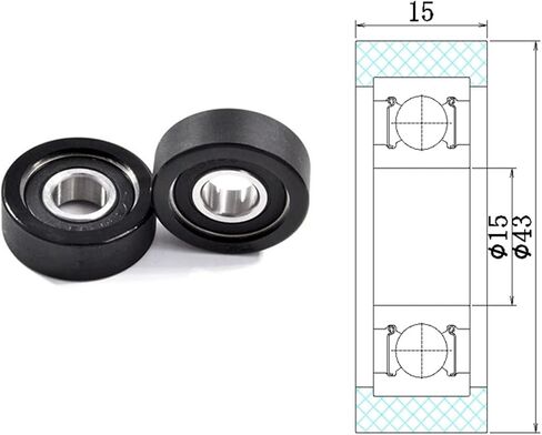 2pcs OD 43 مم 6202RS 15x43x15 يوريتان مطاطية ناعمة مغطاة العجلة بكرات عميق محمل بكرات in Saudi Arabia