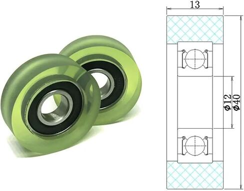5pcs Polyurethane Silent Guide Pulley PU600140-13 Soft Rubber Roller 12 * 40 * 13 Plastic Bearing 40mm in Saudi Arabia