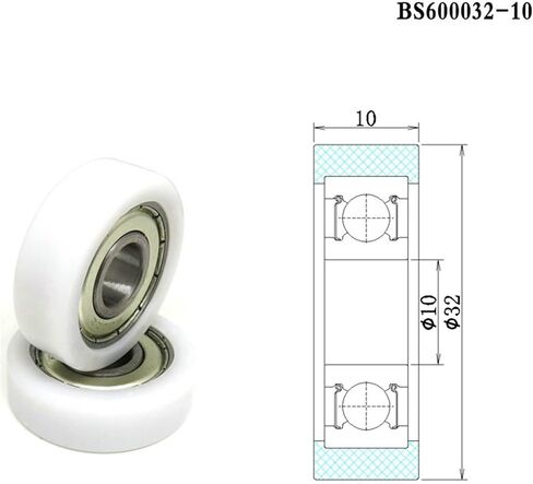 2/5PCS POM Covered Bearing Pulley 6000Z 10x32x10mm Office Furniture Tools Drawer Plastic Deep Groove Bearing Pulleys(5Pcs) in Saudi Arabia