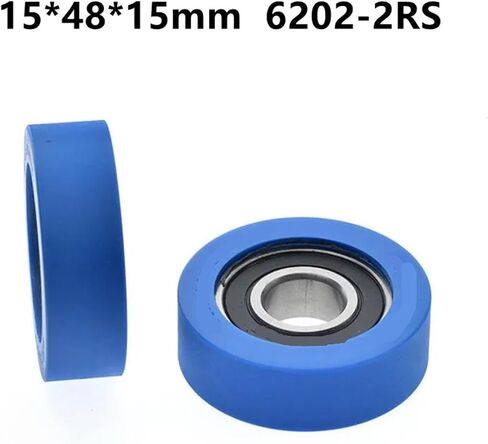 4pcs/10pcs 15 * 48 * 15mm 6202-2RS Polyurethane PU Rubber Coated Bearing Roller Wheel Deep Groove Bearing Pulleys(10pcs) in Saudi Arabia