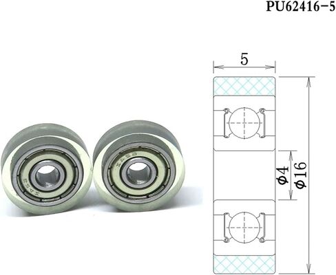 4pcs PU Coated Roller Polyurethane Bearing 4x16x5mm Rubber Guide Sliding Door Wheel Pulley Plastics Wheel in Saudi Arabia