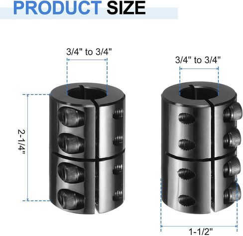 اقتران عمود UXCELL ، 1/2 "إلى 1/2" ، 1-1/8 "OD ، 1-3/4" الطول ، مقترن من مقسم واحد متصل من أكسيد الأسود مع #8-32 x 1/2 in Saudi Arabia