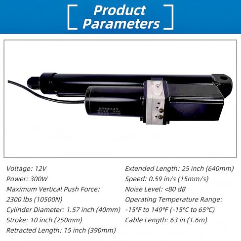 10inch Heavy Duty Linear Actuator Motor 12V, Electric Hydraulic Cylinder, 2300LBS High Force Linear Motion Actuator for Hydraulic Lift Table Dump Trailer Solar Tracking System in Saudi Arabia