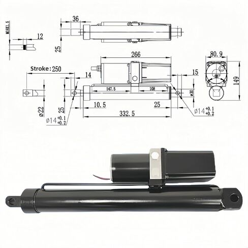 10inch Heavy Duty Linear Actuator Motor 12V, Electric Hydraulic Cylinder, 2300LBS High Force Linear Motion Actuator for Hydraulic Lift Table Dump Trailer Solar Tracking System in Saudi Arabia