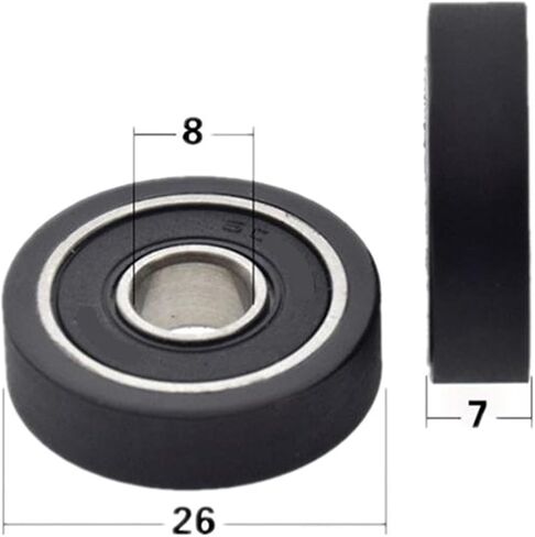 10pcs/50pcs Polyurethane PU Ddeep Groove Bearing Pulleys Low Noise Roller Bearing Friction Pulley 8x26x7mm 608RS(10pcs) in Saudi Arabia