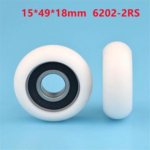 10pcs Plastic Coated Bearing 15 * 49 * 18mm 6202-2RS POM Deep Groove Bearing Pulleys in Saudi Arabia