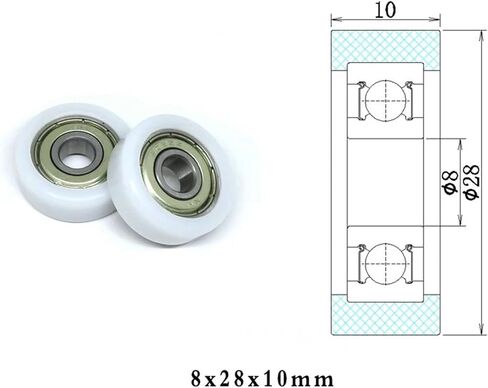 10pcs 8 * 28 * 10mm حزمة بلاستيكية نايلون بكرة 28 ملم POM PLACK Rubber 608 محمل عجلة in Saudi Arabia