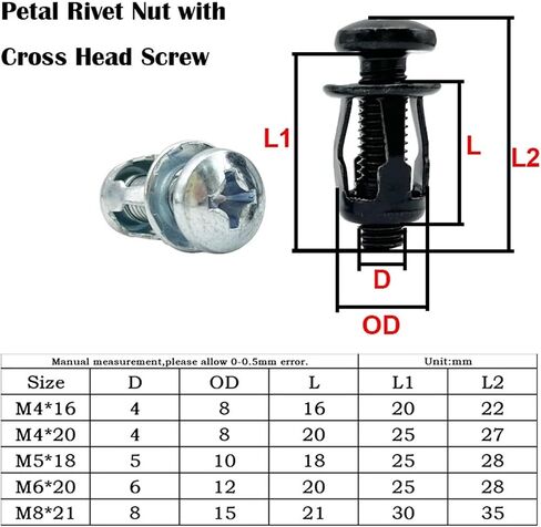 Petal Shape Metal Rivet Nut Expansion Clamp(Cross Head (Black),M6x20(10Pcs)) in Saudi Arabia