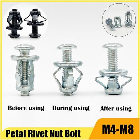 Petal Shape Metal Rivet Nut Expansion Clamp(Cross Head (Black),M6x20(10Pcs)) in Saudi Arabia
