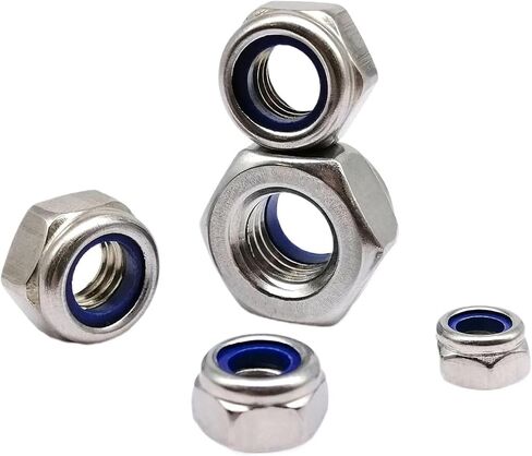 Hex Hexagon Nylon Insert Self Lock Nut Nylock Nut Locknut Stainnut Steel (100pcs M5) in Saudi Arabia