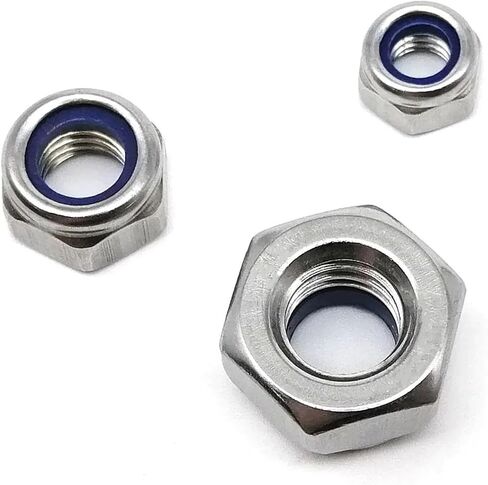 Hex Hexagon Nylon Insert Self Lock Nut Nylock Nut Locknut Stainnut Steel (100pcs M5) in Saudi Arabia