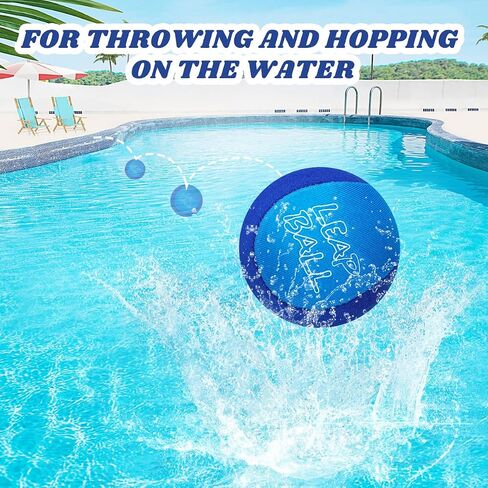 Ryaco Leap Ball Water Skipping Ball Pool Balls - 4 Pack Bouncing Beach Ball for All Ages - Extreme Water Bathing Fun with Your Friends & Family at The Beach, Lake, Pool (Blue/Light Blue+/Orange/Blue) in Kuwait