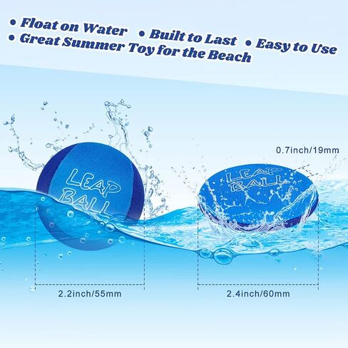 Ryaco Leap Ball Water Skipping Ball Pool Balls - 4 Pack Bouncing Beach Ball for All Ages - Extreme Water Bathing Fun with Your Friends & Family at The Beach, Lake, Pool (Blue/Light Blue+/Orange/Blue) in Kuwait