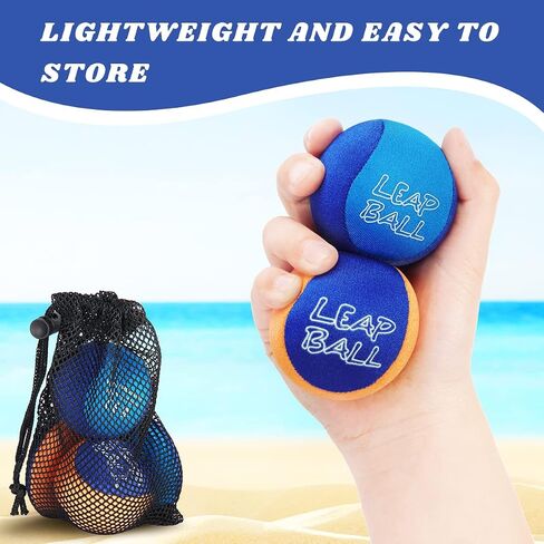Ryaco Leap Ball Water Skipping Ball Pool Balls - 4 Pack Bouncing Beach Ball for All Ages - Extreme Water Bathing Fun with Your Friends & Family at The Beach, Lake, Pool (Blue/Light Blue+/Orange/Blue) in Kuwait