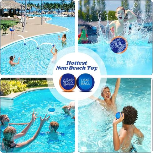 Ryaco Leap Ball Water Skipping Ball Pool Balls - 4 Pack Bouncing Beach Ball for All Ages - Extreme Water Bathing Fun with Your Friends & Family at The Beach, Lake, Pool (Blue/Light Blue+/Orange/Blue) in Kuwait
