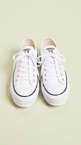 Converse Women's Chuck All Star Lift Clean Ox Sneakers, White/Black, 5.5 Medium US in Kuwait