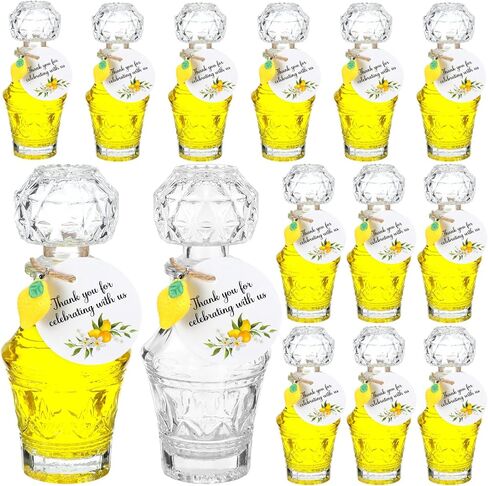 Chuangdi 16 Sets 57 PCS Limoncello Glass Bottor Favors تشمل 1.7 أوقية زجاجات Limoncello فارغة مع أغطية الليمون المصغرة العلامات لصالح هدايا حفل زفاف الزفاف محلية الصنع (أنيقة) in Saudi Arabia