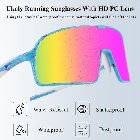Ukoly Cycling Glasses Running Baseball Fishing Golf Sunglasses For Men Women,Sports Sunglasses HD Lens UV400coating 650 in Kuwait