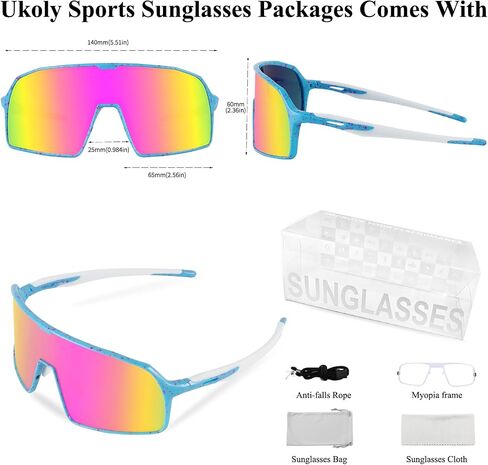 Ukoly Cycling Glasses Running Baseball Fishing Golf Sunglasses For Men Women,Sports Sunglasses HD Lens UV400coating 650 in Kuwait