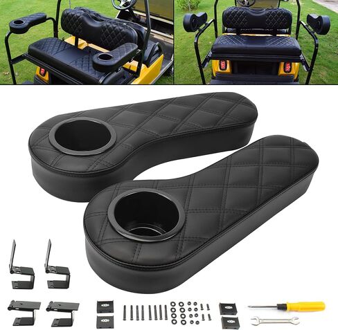Nokins Golf Cart Remrest مع حامل الكأس ، لا يوجد حفر مطلوب ، لسيارة Club/Ezgo/Yamaha ، مجموعة Armrest Cart Cart in Kuwait